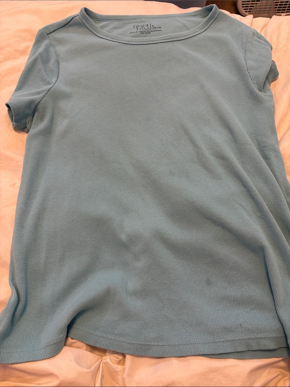 Time and Tru Light Blue Ribbed Short Sleeve Tee